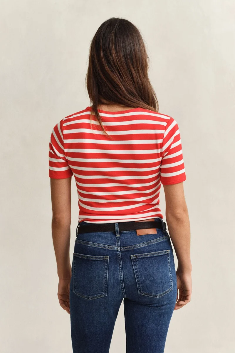 غانت Striped Ribbed Short SleeveT-Shirt